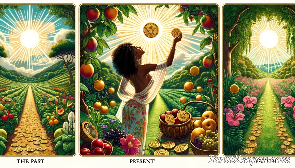 Nine of Pentacles in Past, Present, and Future